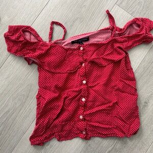Red polka dot dress shirt